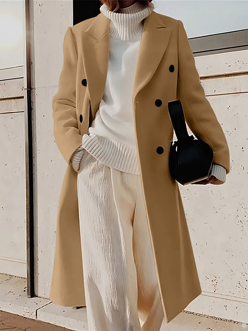 Lange winterjas met knoopsluiting voor dames
