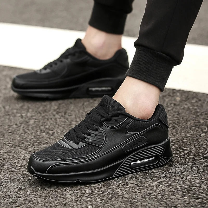 Witte Leren Sneakers met Hoge Zool voor Heren