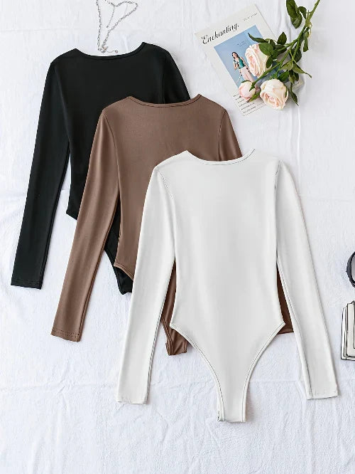 3-pack damesbodysuits met lange mouwen