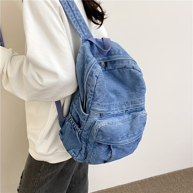 Casual Denim Rugzak – Trendy en Veelzijdige Reistas voor Mannen en Vrouwen
