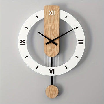 Creatieve Pendelklok in Hout en Acryl – Elegante en Stille Decoratie