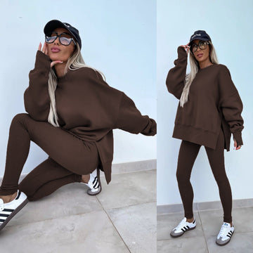 Elegante Lounge Set met Hoodie en Strakke Broek