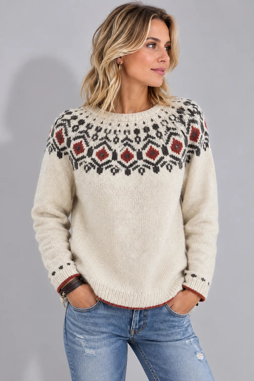 Dalia damestrui met Fair Isle-patroon