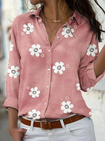 Darya damesblouse met bloemenprint en knoopsluiting