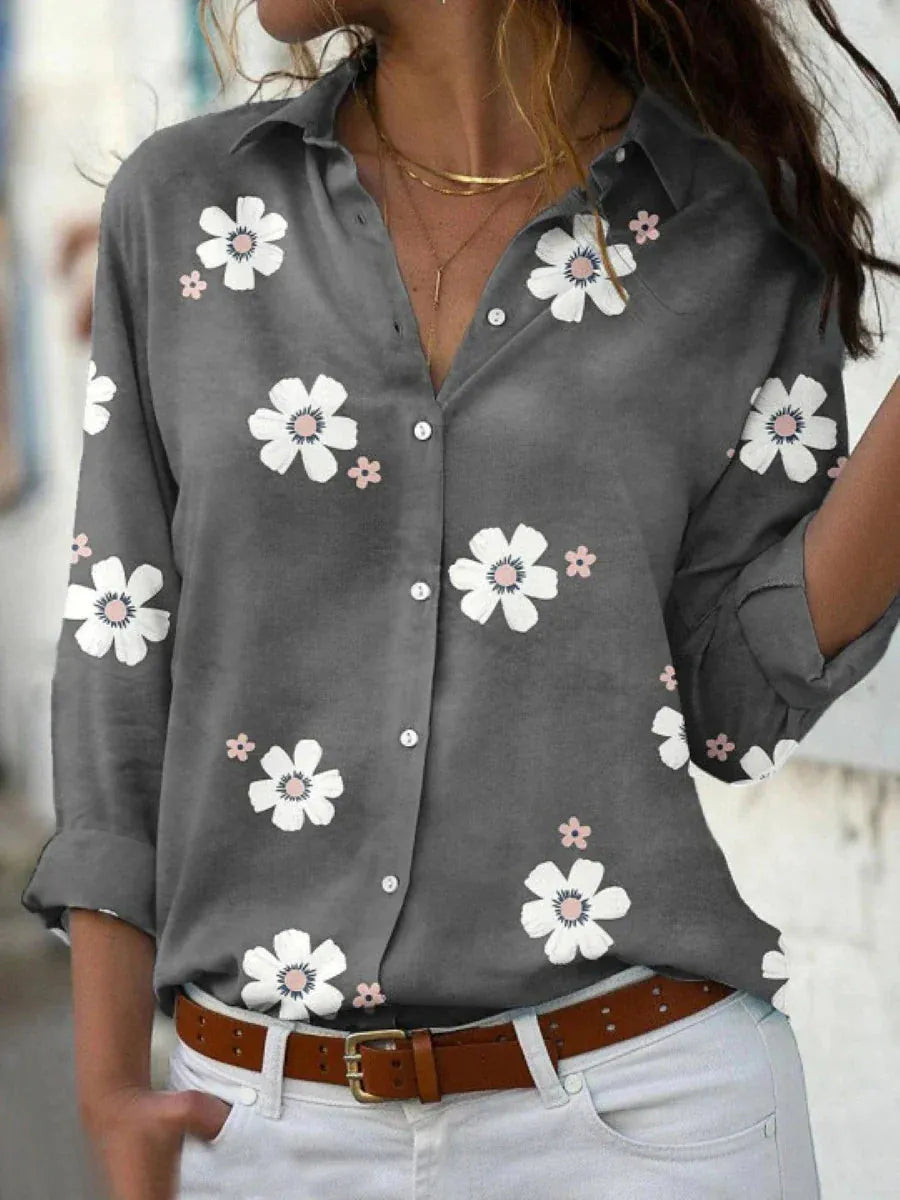 Darya damesblouse met bloemenprint en knoopsluiting