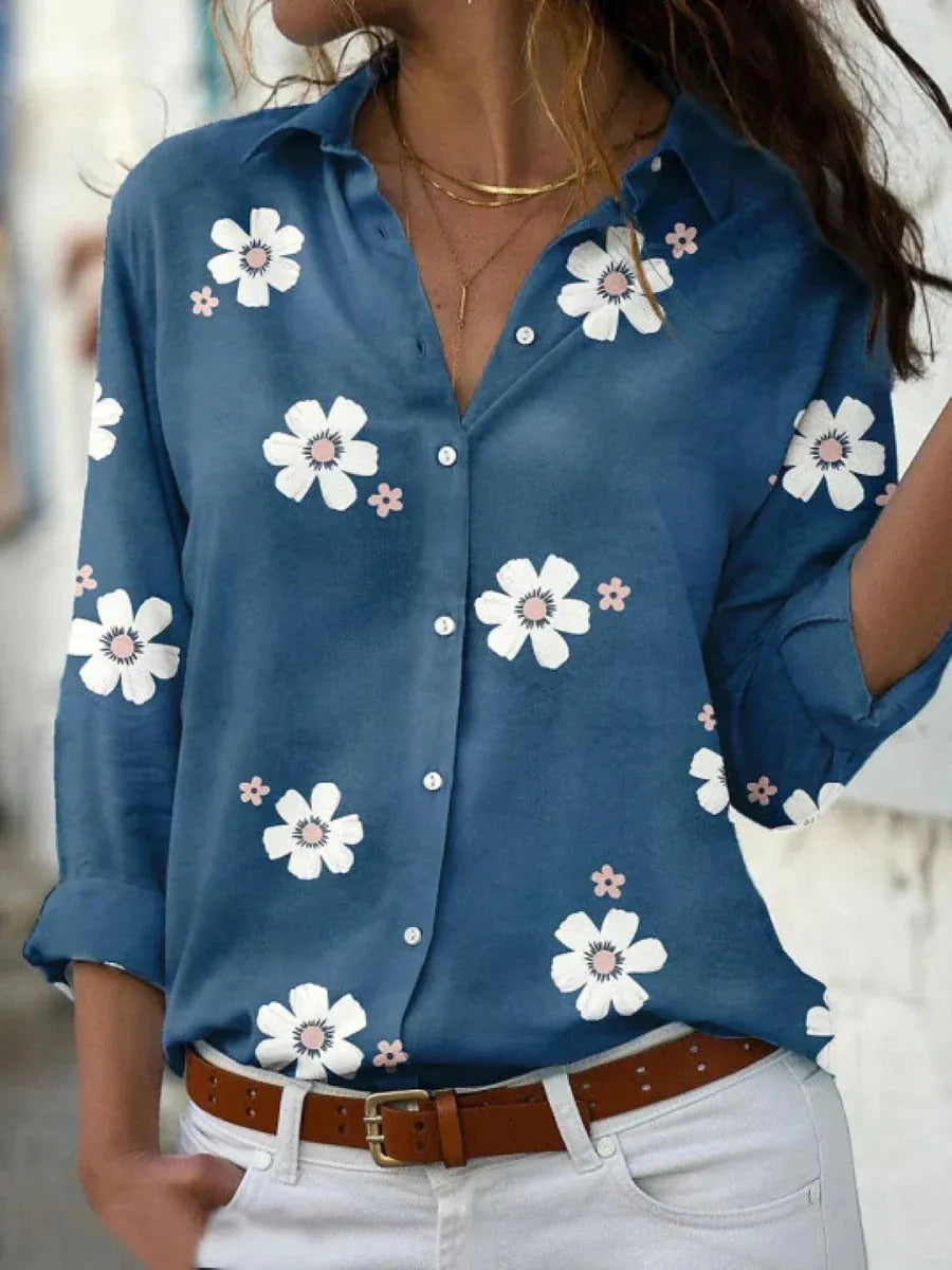 Darya damesblouse met bloemenprint en knoopsluiting