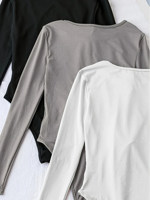 3-pack damesbodysuits met lange mouwen