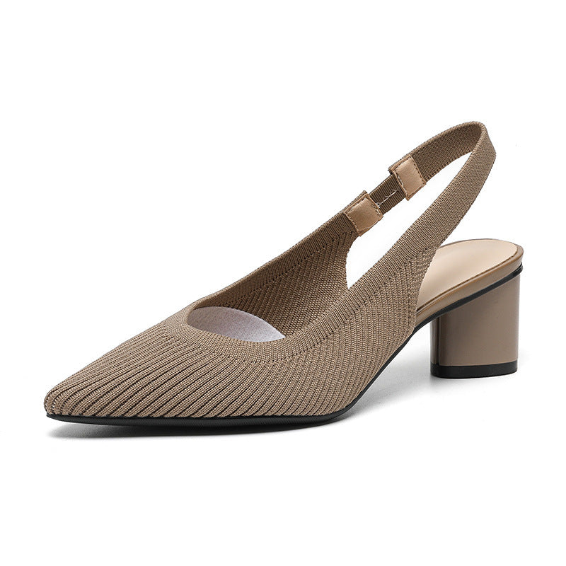 Slingback pumps voor dames met spitse neus en blokhak