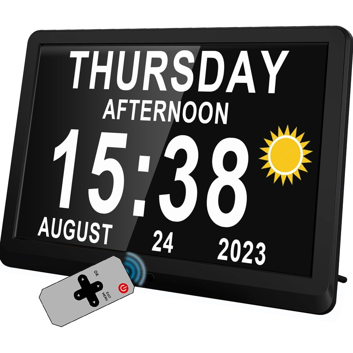 Digitale klok met seconden en groot 10-inch display voor ouderen met kalender, dag en datum
