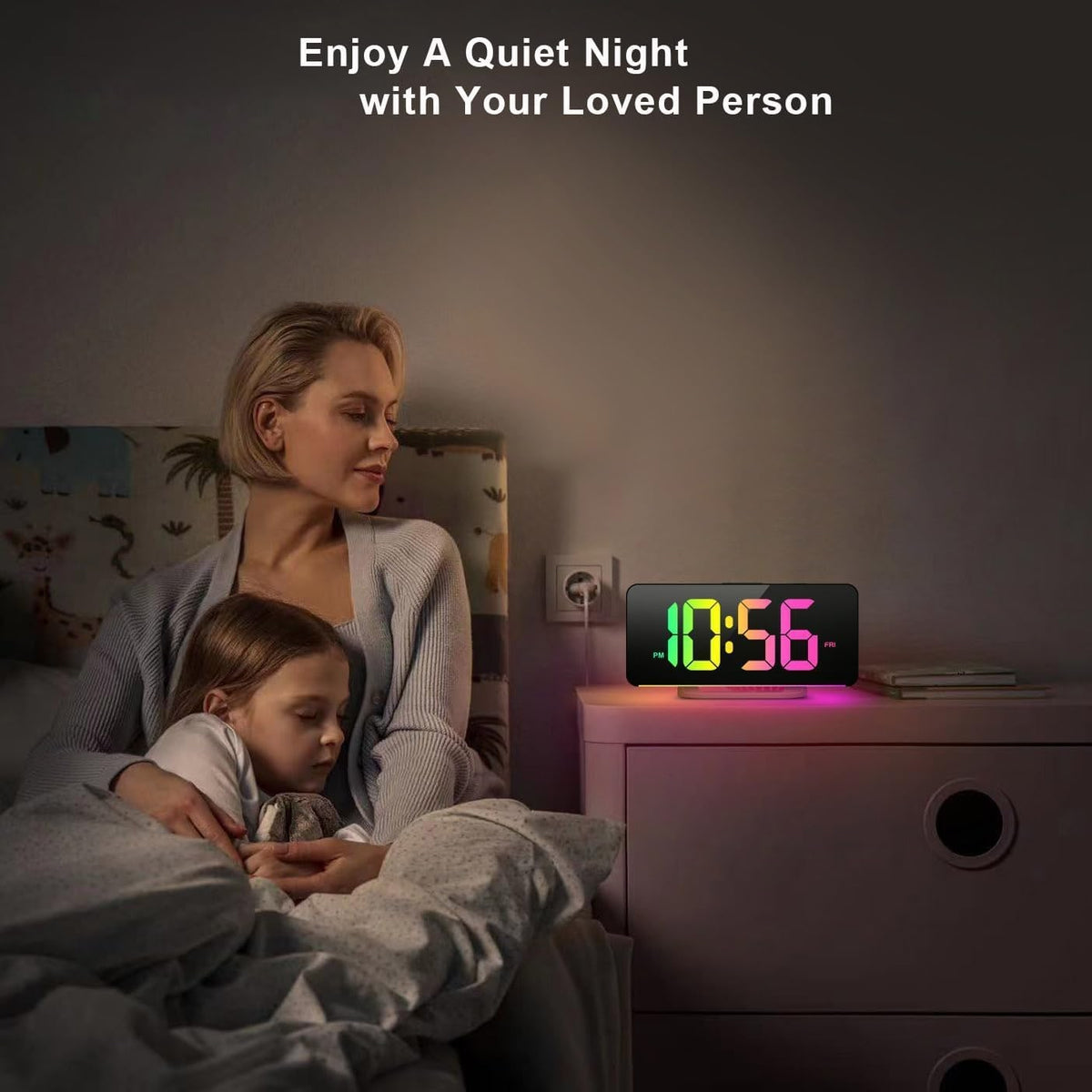 Digitale klok met seconden en groot 10-inch display voor ouderen met kalender, dag en datum