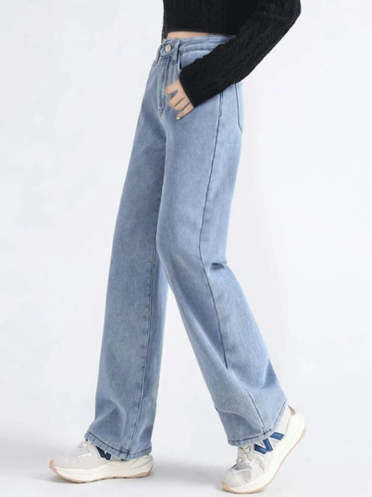 Wijde baggy jeans met fluwelen voering voor dames