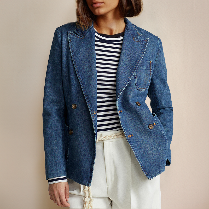 chique spijker blazer met knopen dames elegant comfortabel zomerjas vrouwen dames