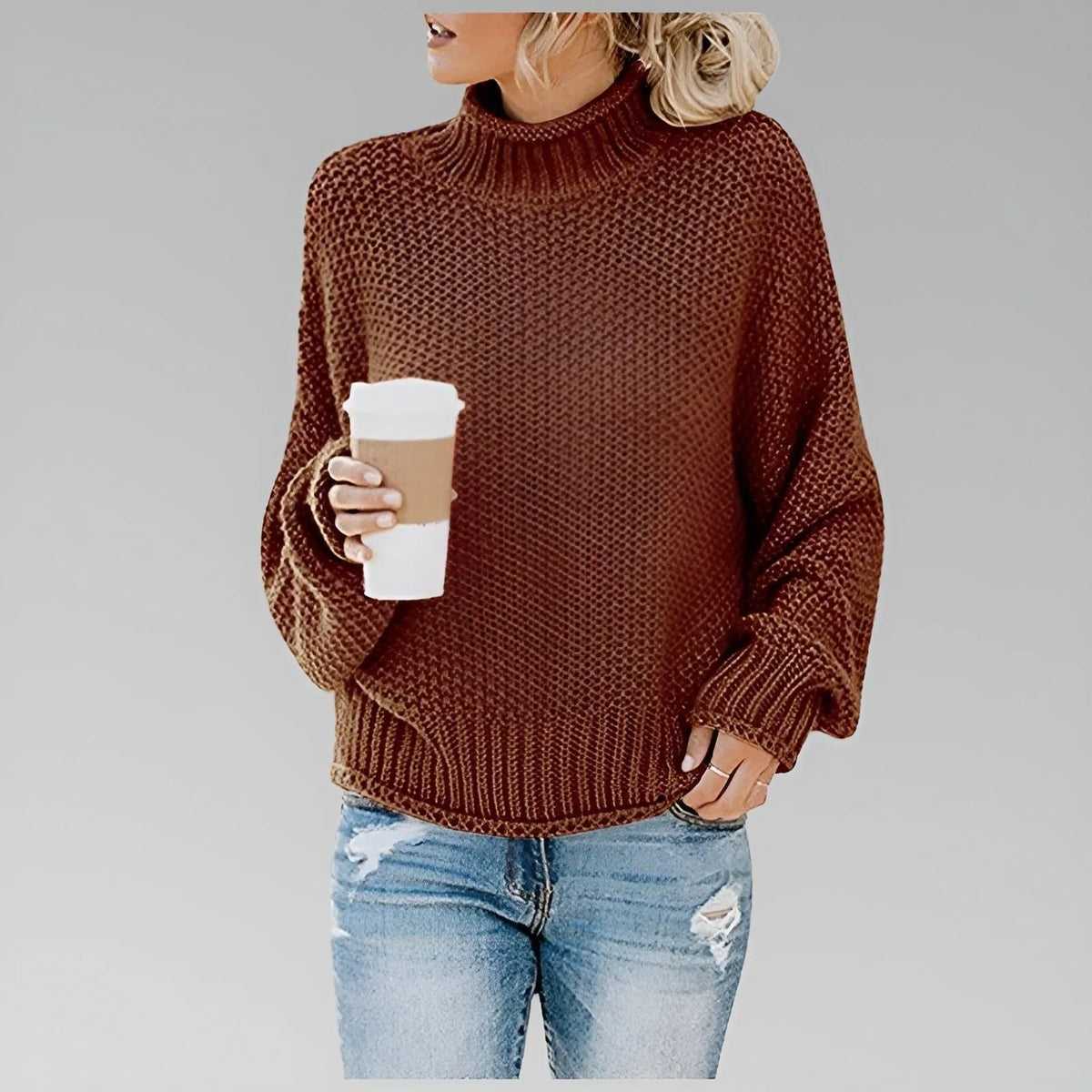 Dulcie grofgebreide oversized coltrui voor dames