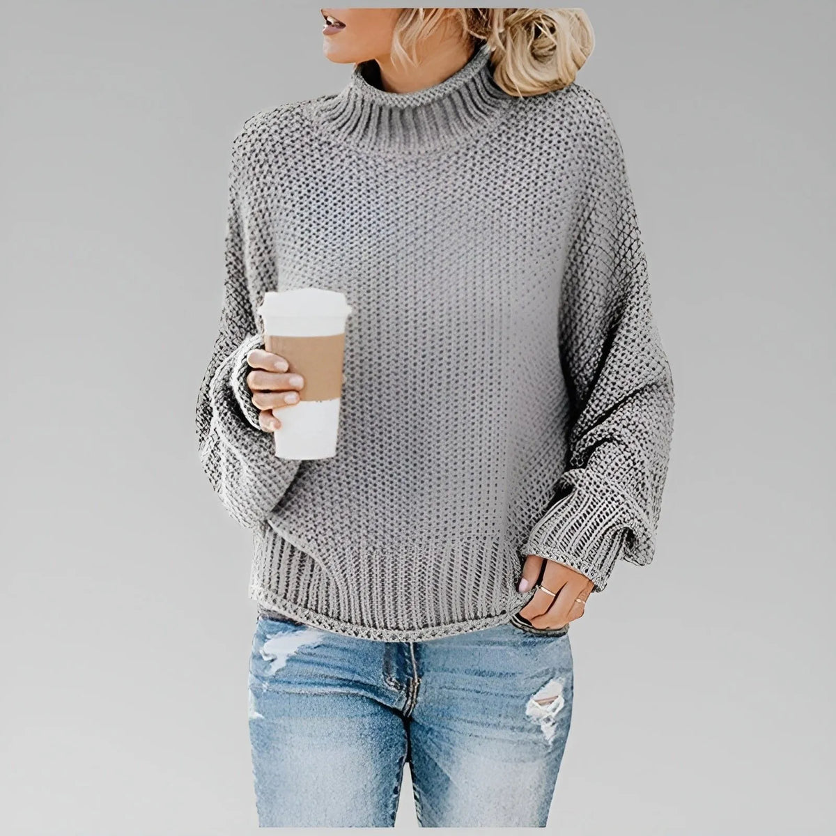 Dulcie grofgebreide oversized coltrui voor dames
