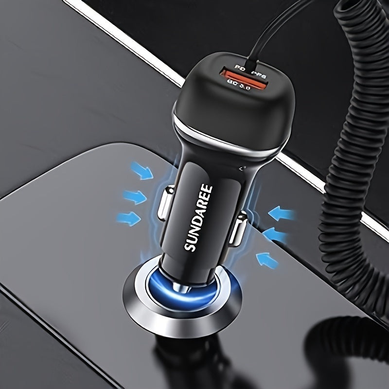 Snelladende USB-C oplaadbare autolader van 51W – Voor supersnel opladen van meerdere apparaten