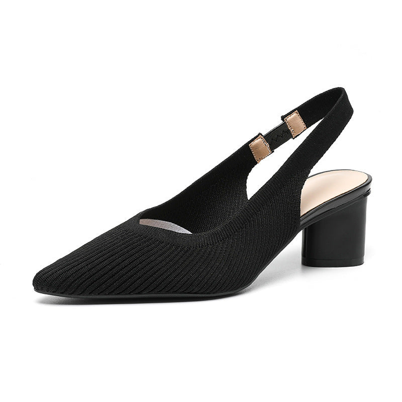 Slingback pumps voor dames met spitse neus en blokhak