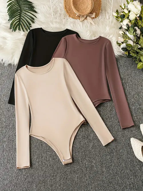 3-pack damesbodysuits met lange mouwen