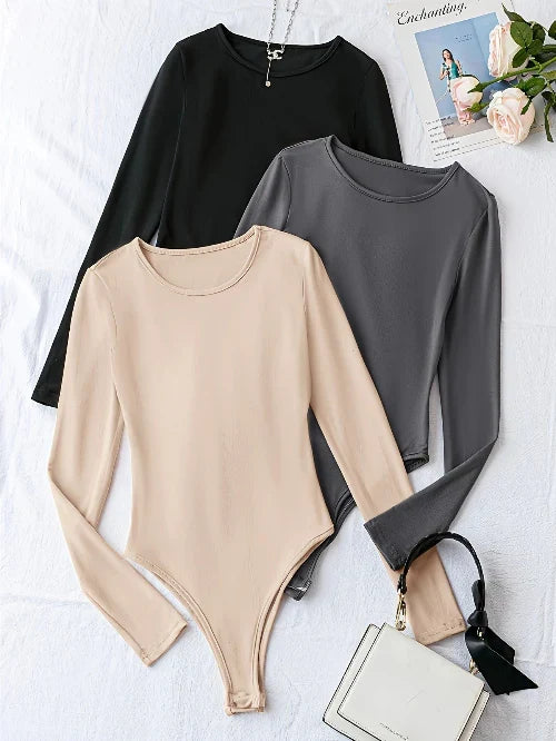 3-pack damesbodysuits met lange mouwen