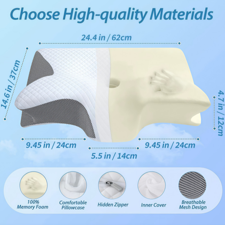 Kussen tegen Slaapapneu en Snurken – Ergonomisch Memory Foam Anti-Snurkkussen voor een Betere Ademhaling en Diepe Slaap