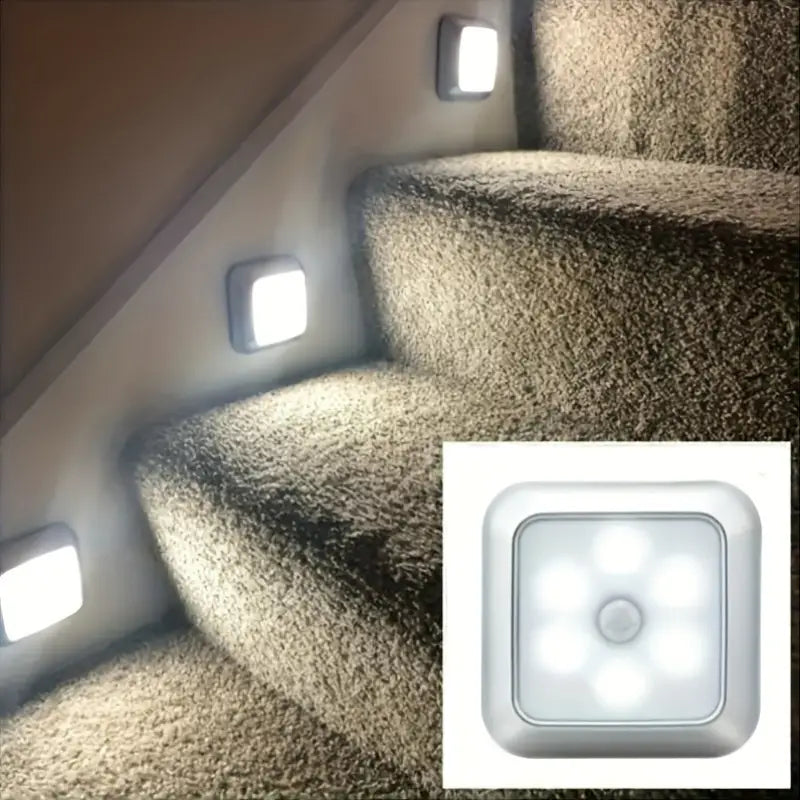 jouwwinkelGlow 6-LED Bewegingssensor Licht – Draadloos Nachtlampje op Batterij voor Binnengebruik, Trap, Keuken & Kast