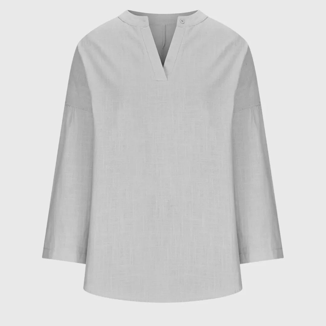 Eglantine tuniekblouse met V-hals en lange mouwen voor dames