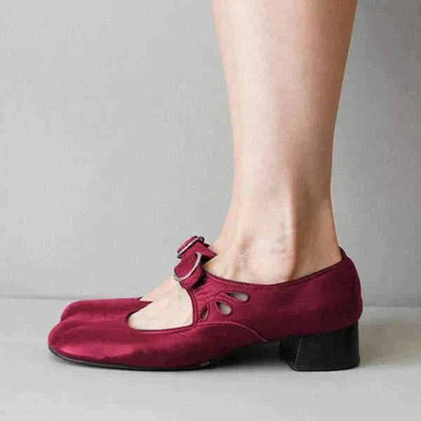 Elvina leren Mary Jane-ballerina's voor dames