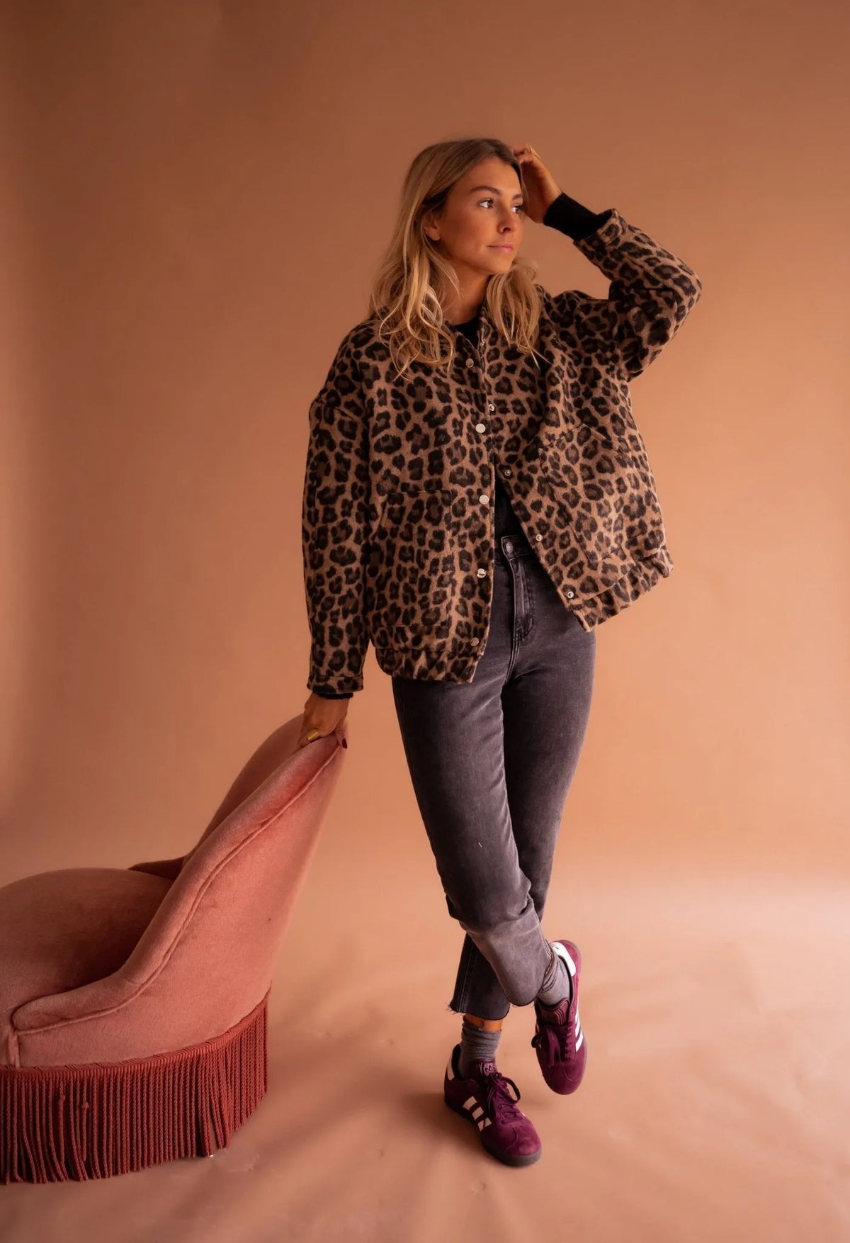 Emmaline bomberjack met luipaardprint voor dames