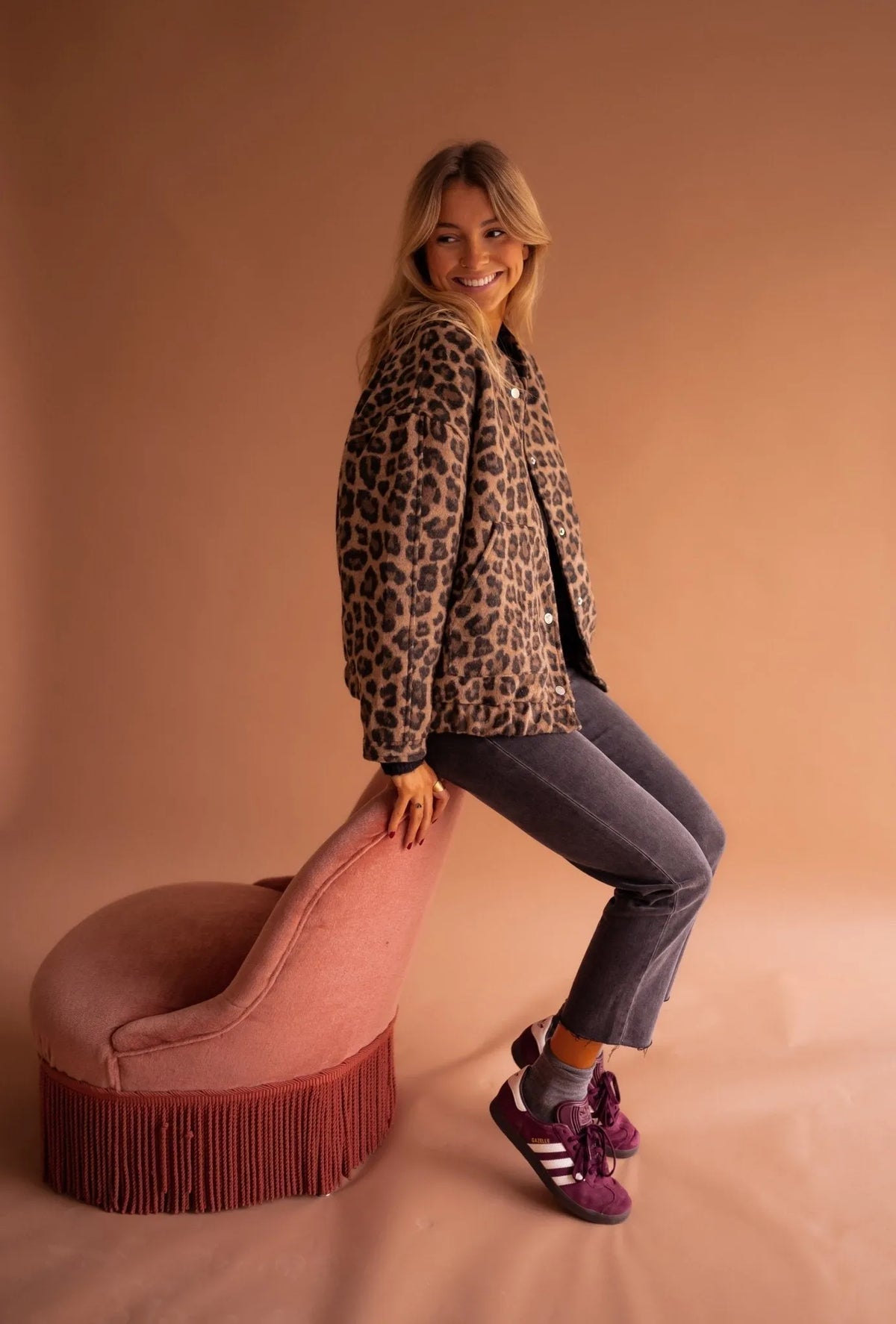 Emmaline bomberjack met luipaardprint voor dames