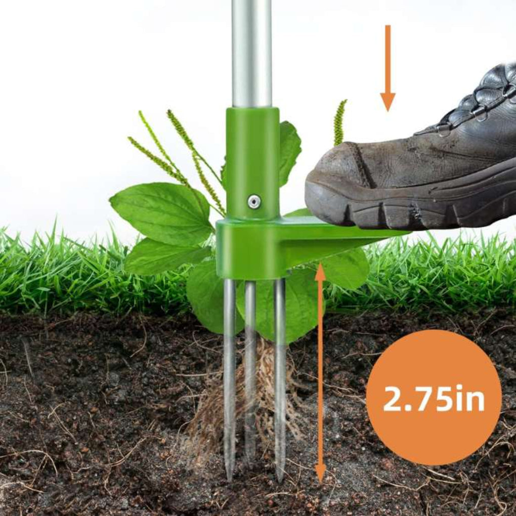 "Ergonomic garden weed puller for easy weeding, featuring durable steel design for effortless root removal without bending."