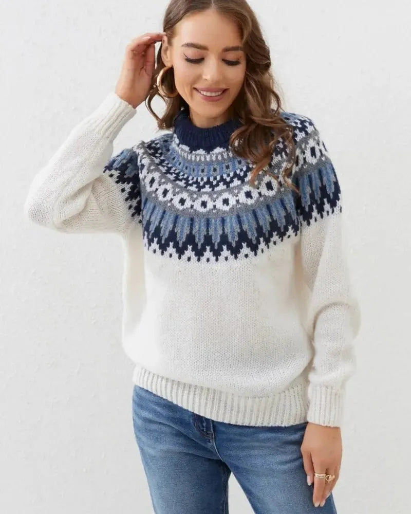 Estrella damestrui met Fair Isle-patroon en ronde hals