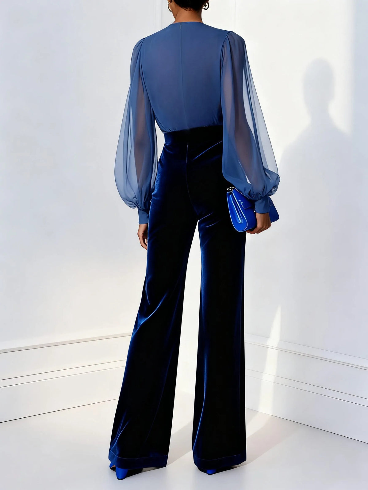 Everleigh fluwelen jumpsuit voor dames met wijde pijpen