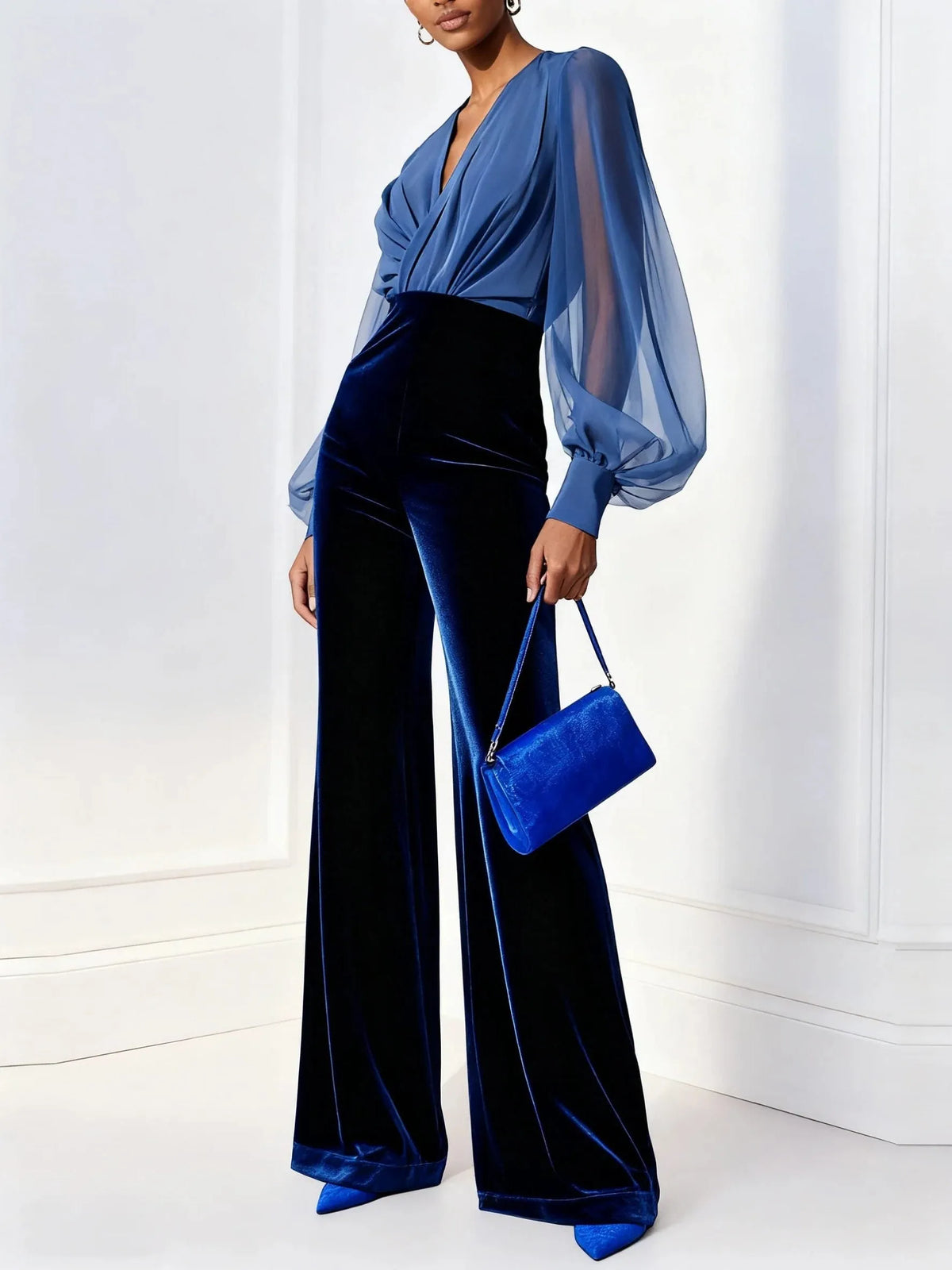 Everleigh fluwelen jumpsuit voor dames met wijde pijpen