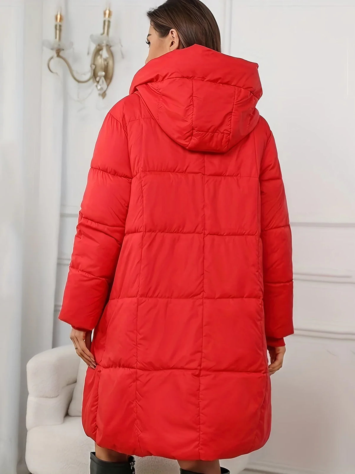Gewatteerde lange Puffer Winterjas Met Capuchon Voor Dames - Claire