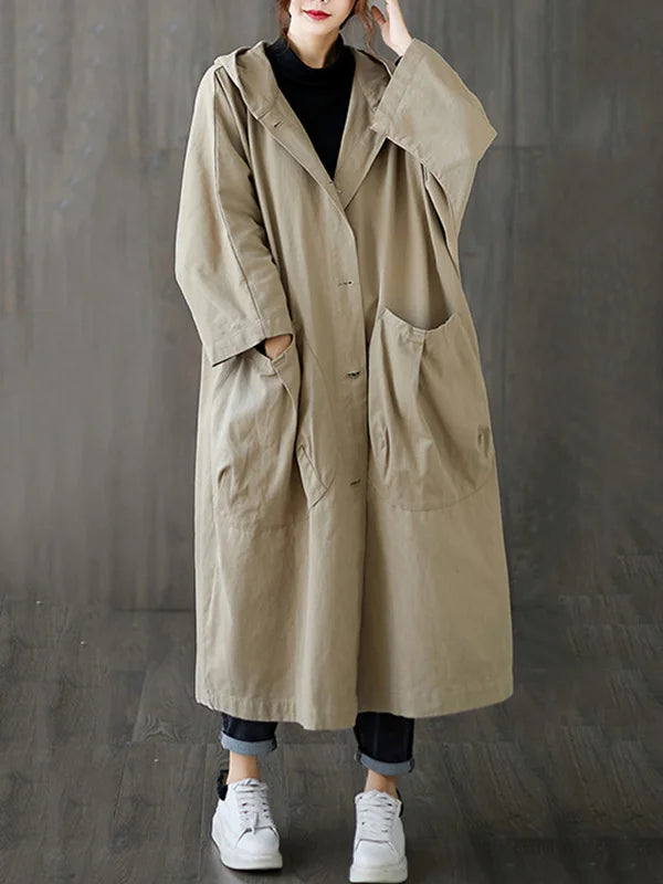 Lange waterafstotende Trenchcoat Voor Dames