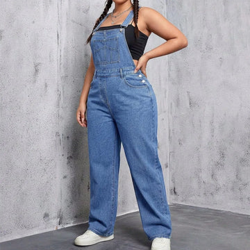 Fallon denim tuinbroek voor dames met rechte pijpen