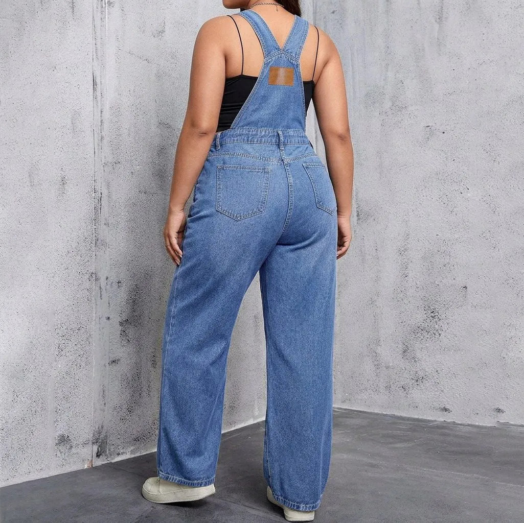 Fallon denim tuinbroek voor dames met rechte pijpen