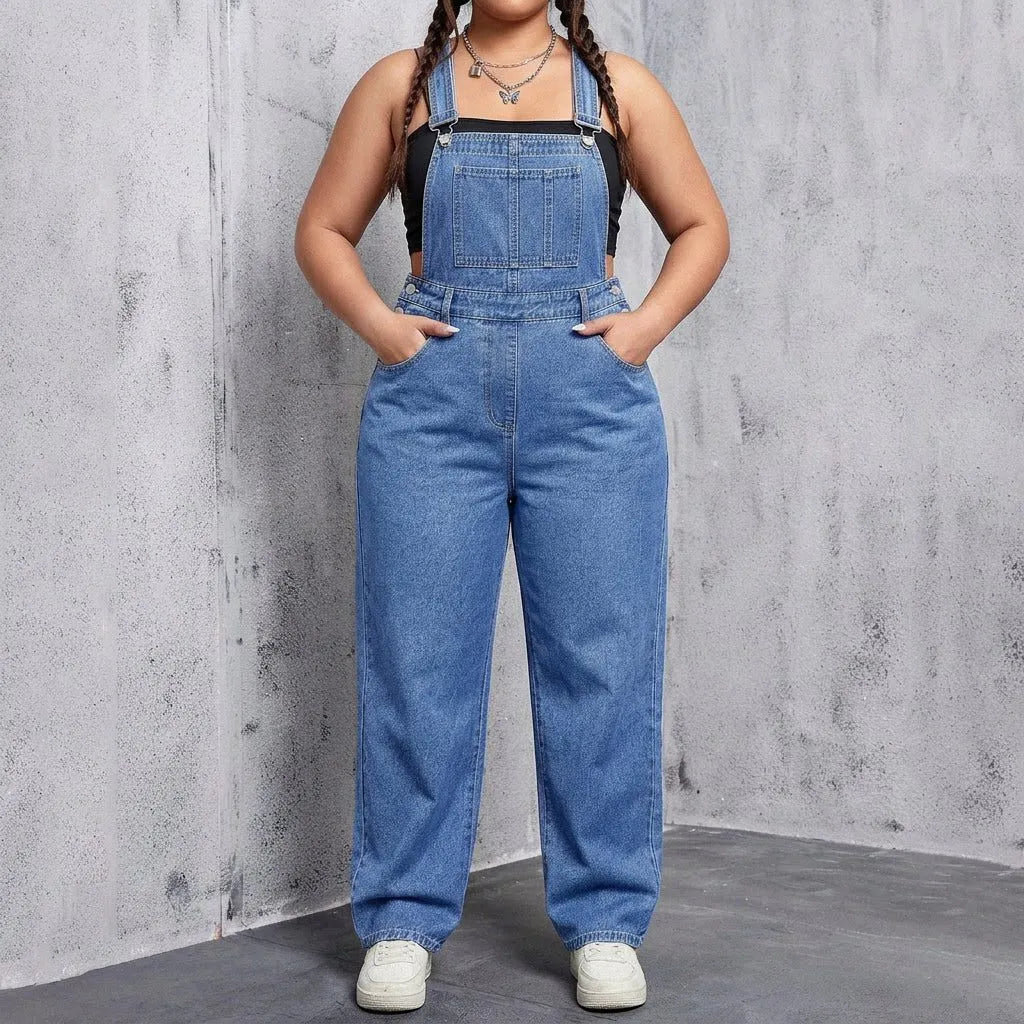 Fallon denim tuinbroek voor dames met rechte pijpen