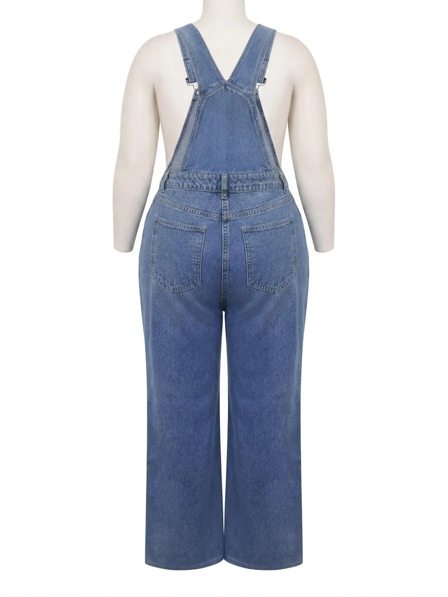 Fallon denim tuinbroek voor dames met rechte pijpen