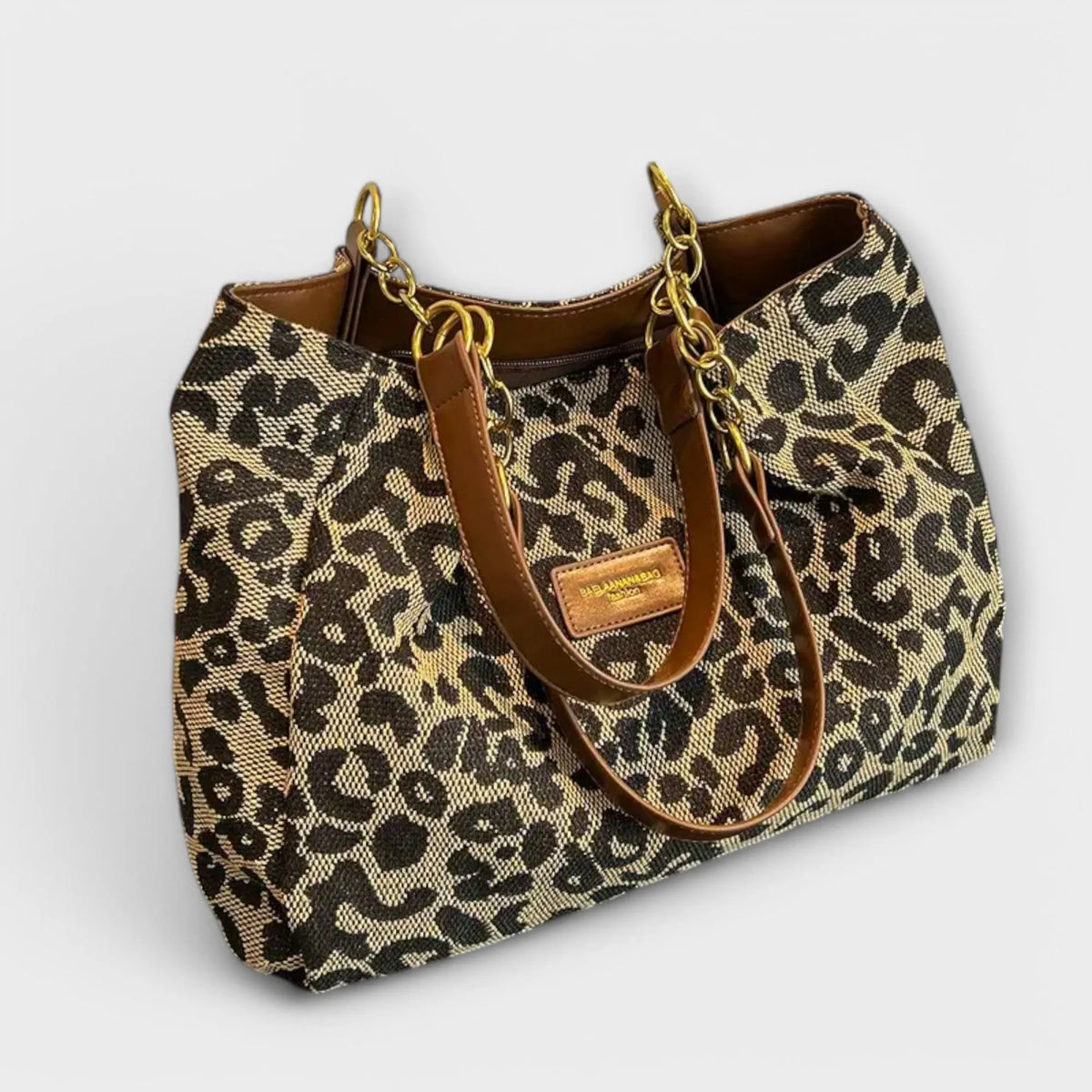 Fantine canvas shopper voor dames met luipaardprint