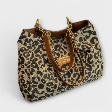Fantine canvas shopper voor dames met luipaardprint