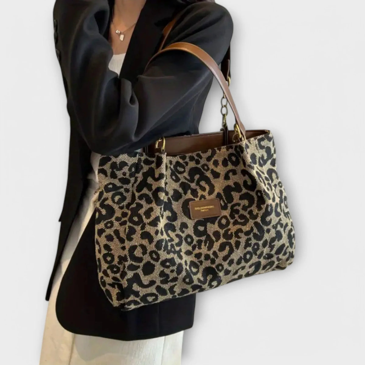 Fantine canvas shopper voor dames met luipaardprint