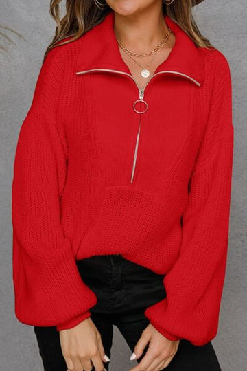 Unisex sweater met halve rits