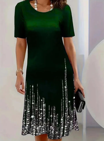 Fleurette midijurk voor dames met pailletten en korte mouwen