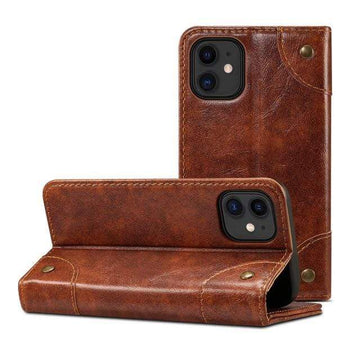 Leren Flip Cover Portemonnee Case - jouwwinkel - Echt Leer - Alle Iphone's