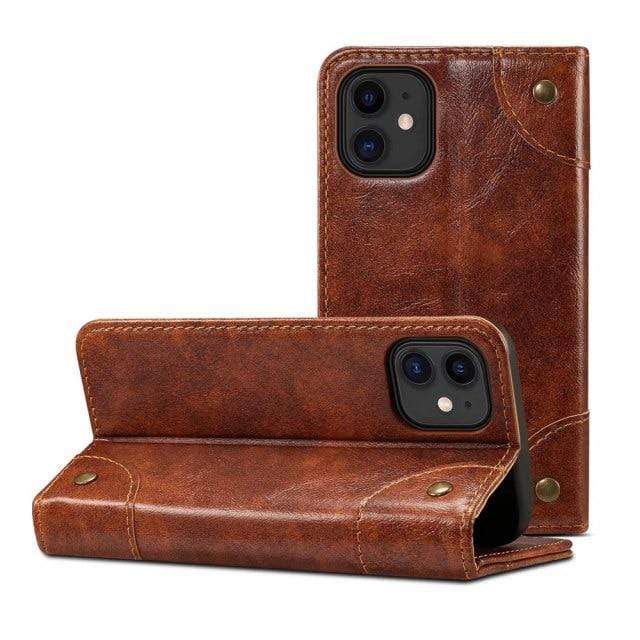 Leren Flip Cover Portemonnee Case - jouwwinkel - Echt Leer - Alle Iphone's