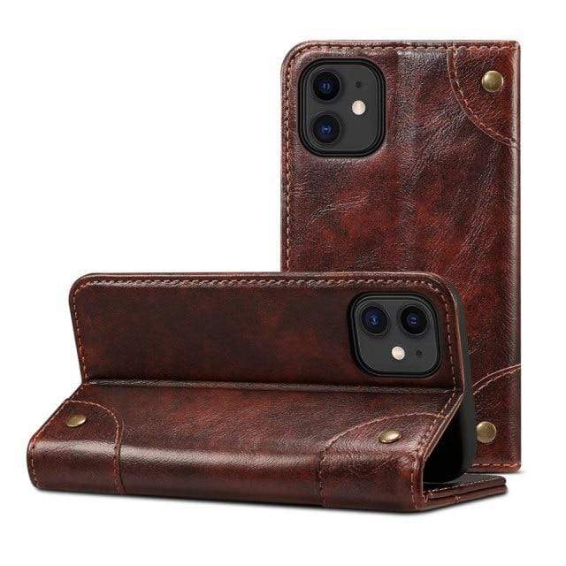 Leren Flip Cover Portemonnee Case - jouwwinkel - Echt Leer - Alle Iphone's