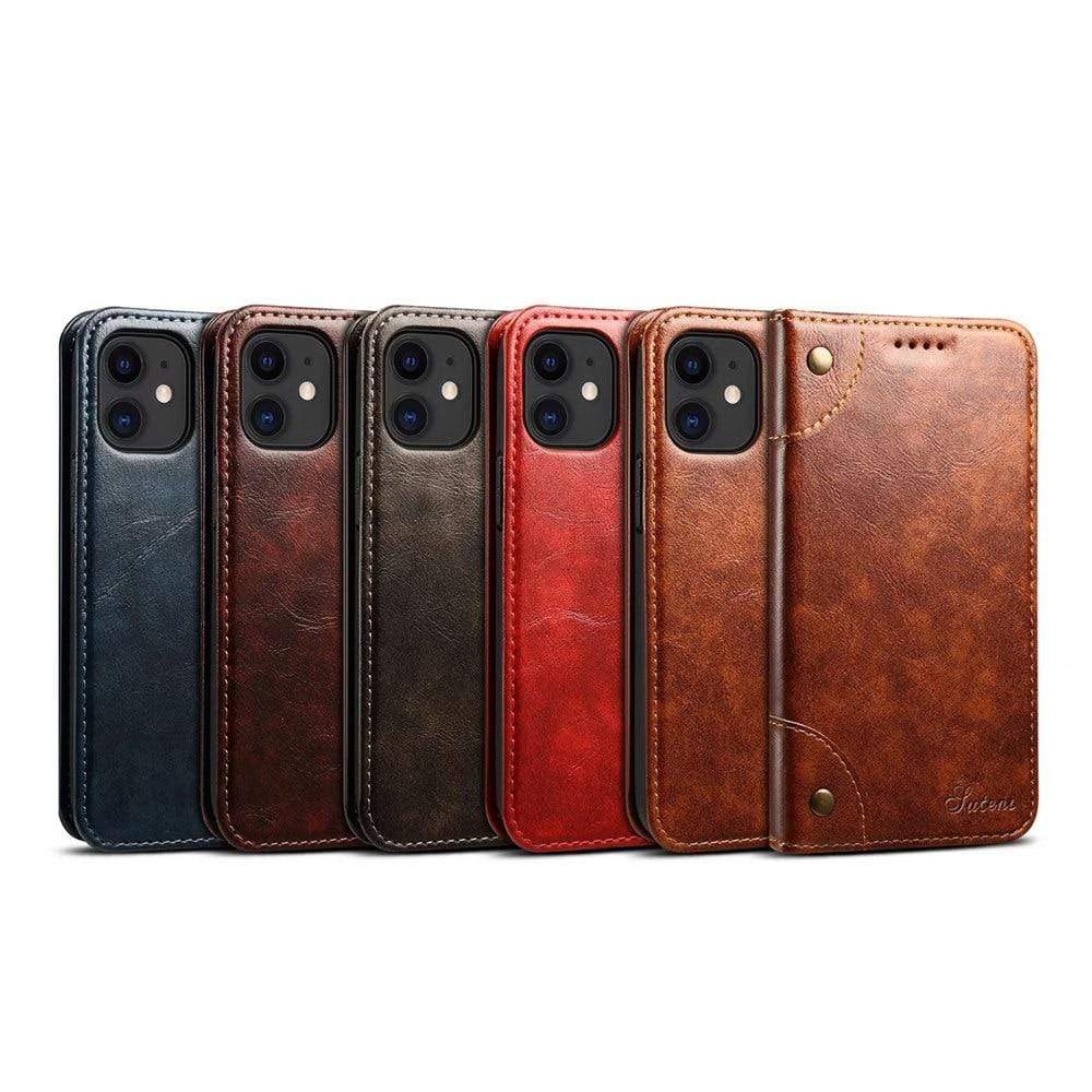 Leren Flip Cover Portemonnee Case - jouwwinkel - Echt Leer - Alle Iphone's