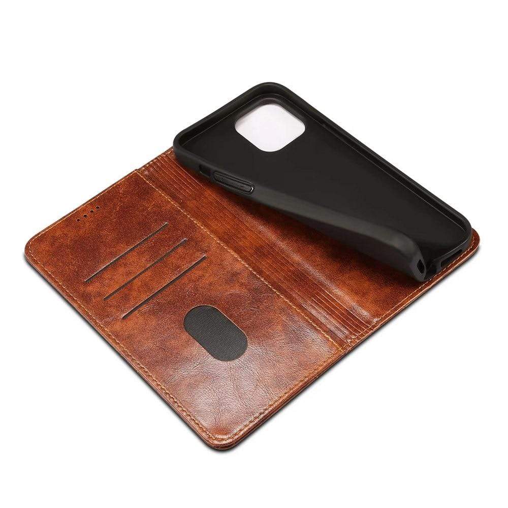 Leren Flip Cover Portemonnee Case - jouwwinkel - Echt Leer - Alle Iphone's