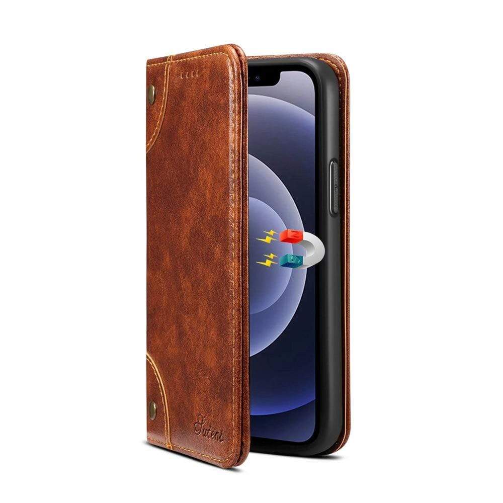 Leren Flip Cover Portemonnee Case - jouwwinkel - Echt Leer - Alle Iphone's