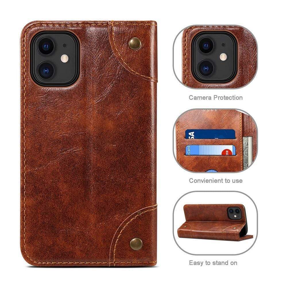 Leren Flip Cover Portemonnee Case - jouwwinkel - Echt Leer - Alle Iphone's